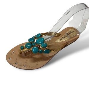 CARMEN STEFFENS Vt Dourado Womens Slide Thong Flat Sandals size 5 MADE IN BRAZIL